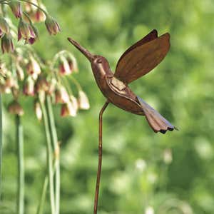 Handcrafted Flamed Copper Hummingbird Garden Stake