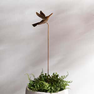 Handcrafted Flamed Copper Hummingbird Garden Stake