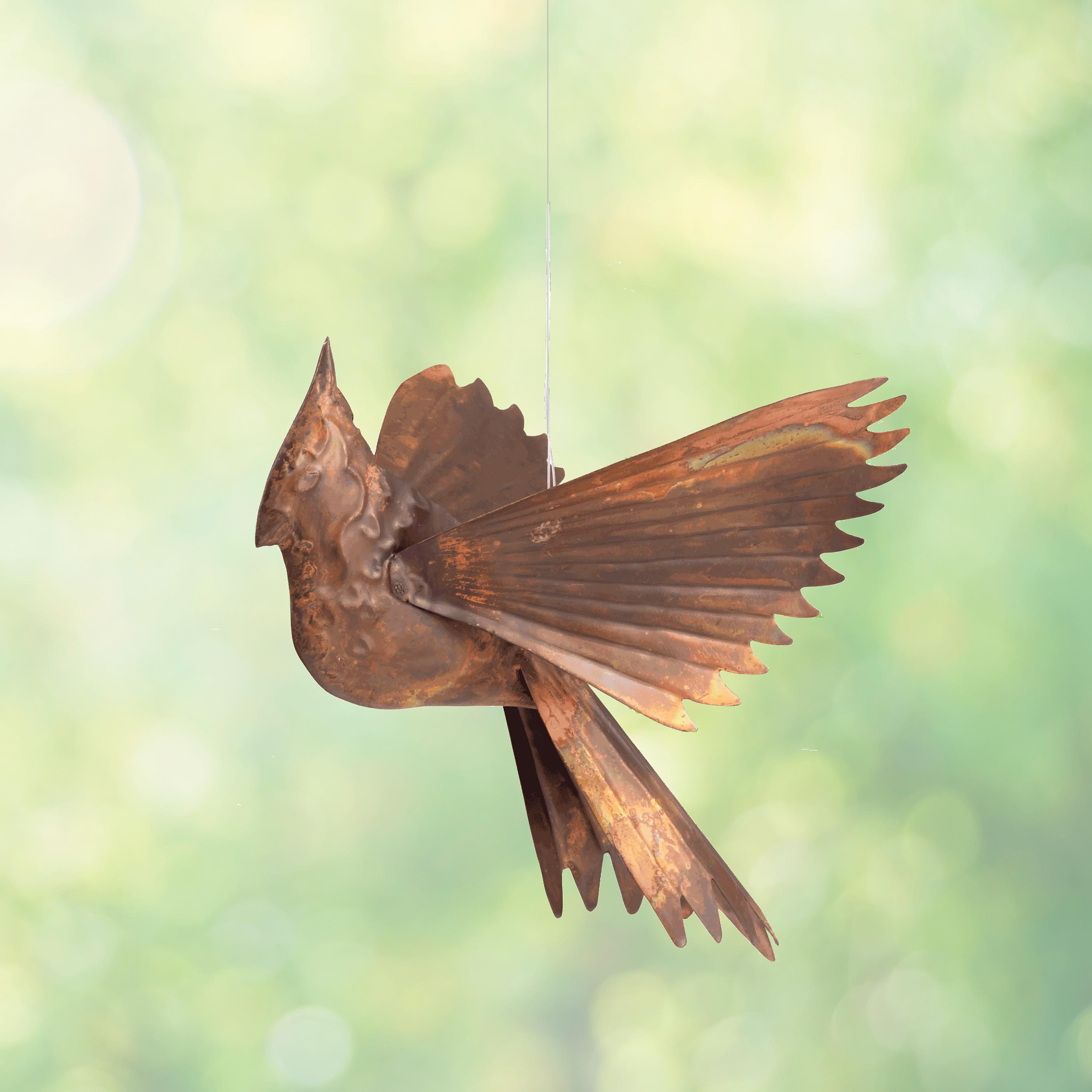 Handcrafted Flamed Metal Cardinal Ornament