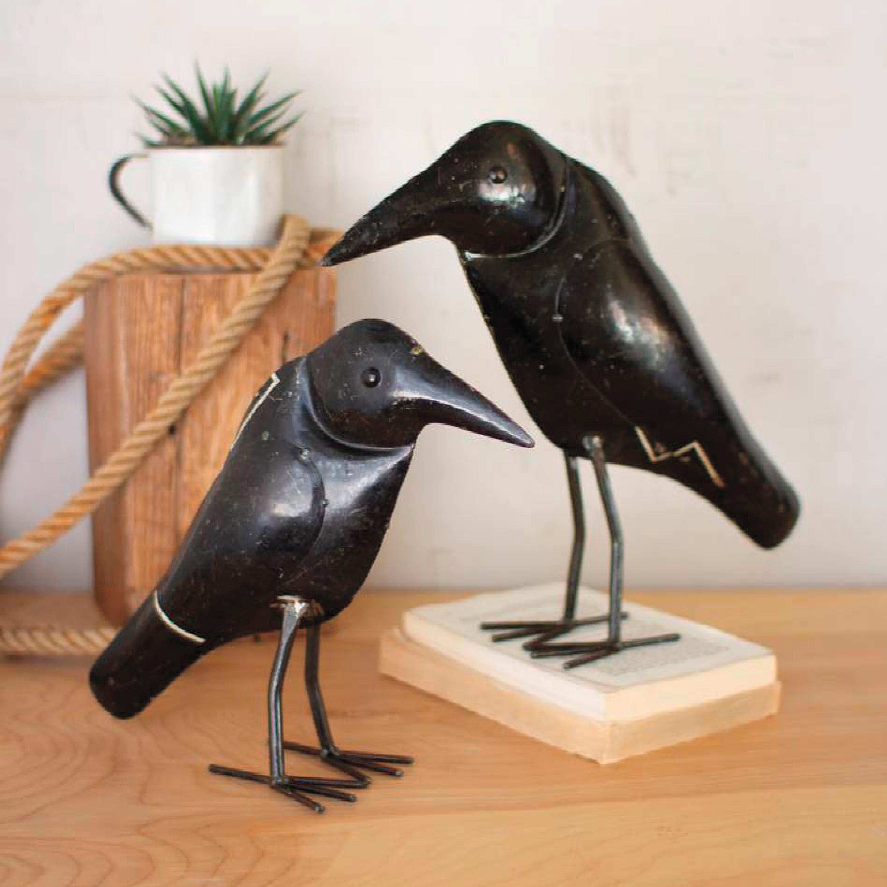 Antique Recycled Iron Crows, Set of 2