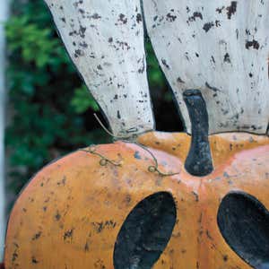 Halloween Ghosts and Pumpkin Handcrafted Metal Yard Stake