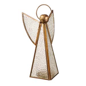 Brass Glass Angel Votive Holders, Set of 3