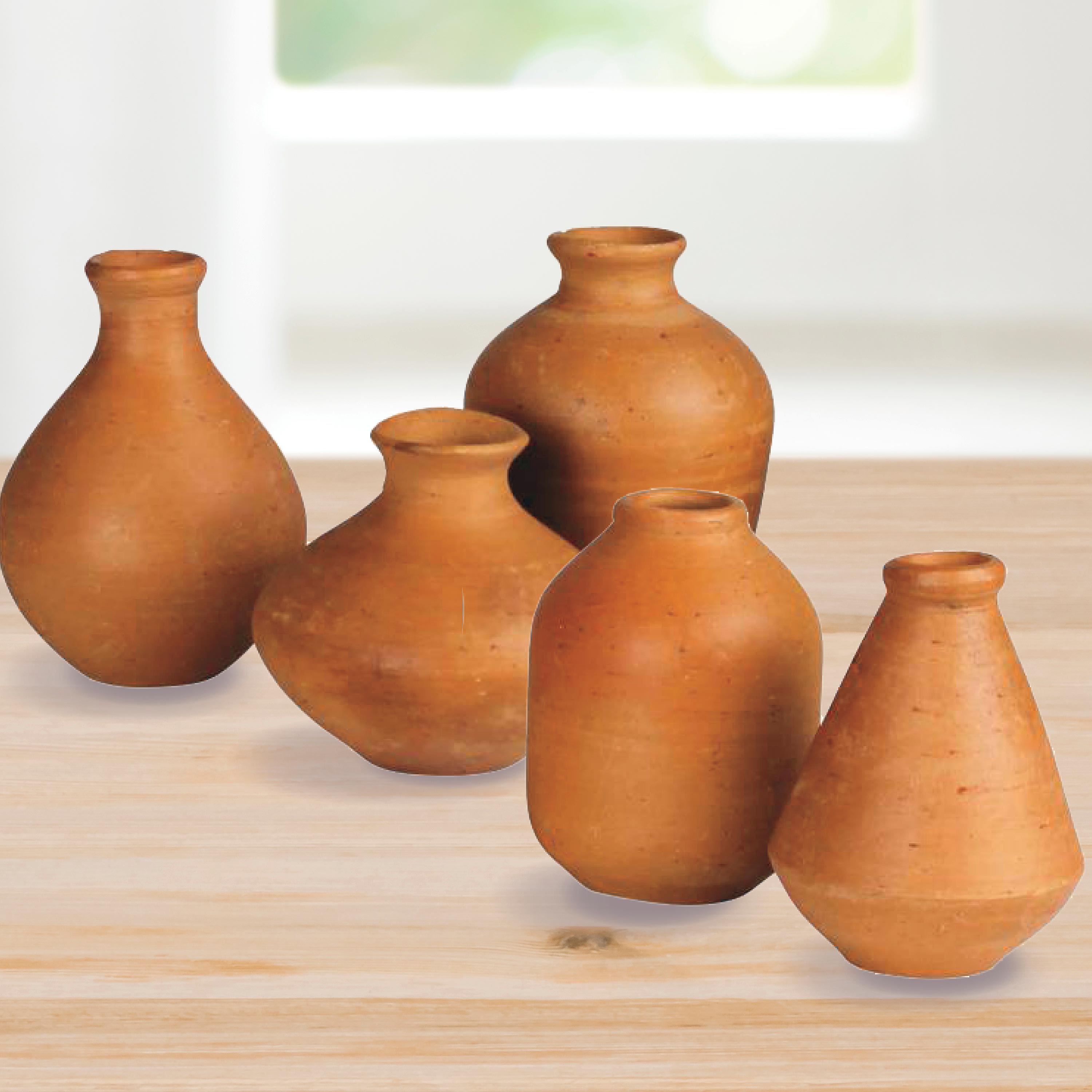 Petite Terracotta Vases, Set of 5