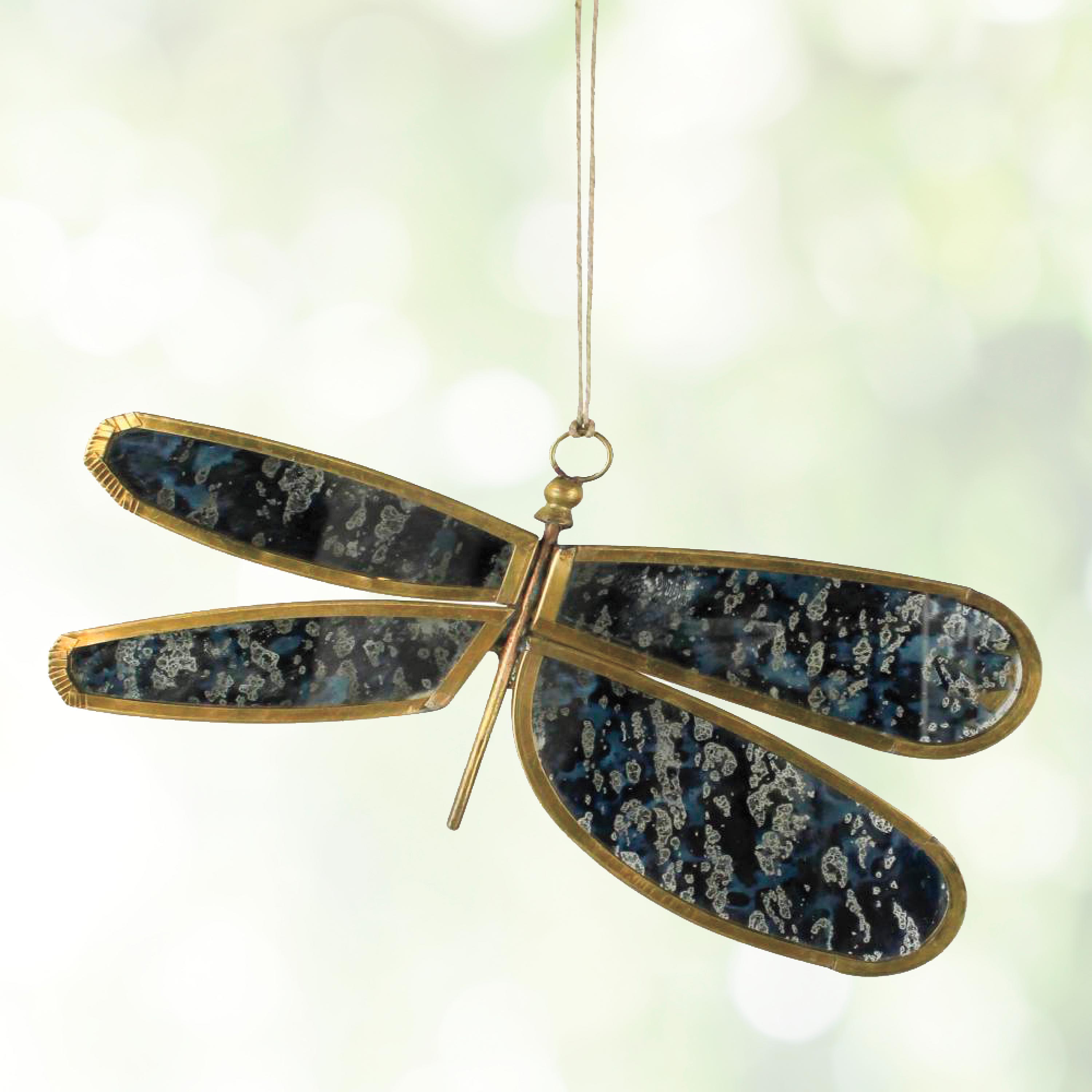 Glass Mirrored Hanging Dragonfly