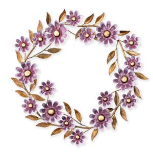 Purple Recycled Metal Flower Decorative Wreath