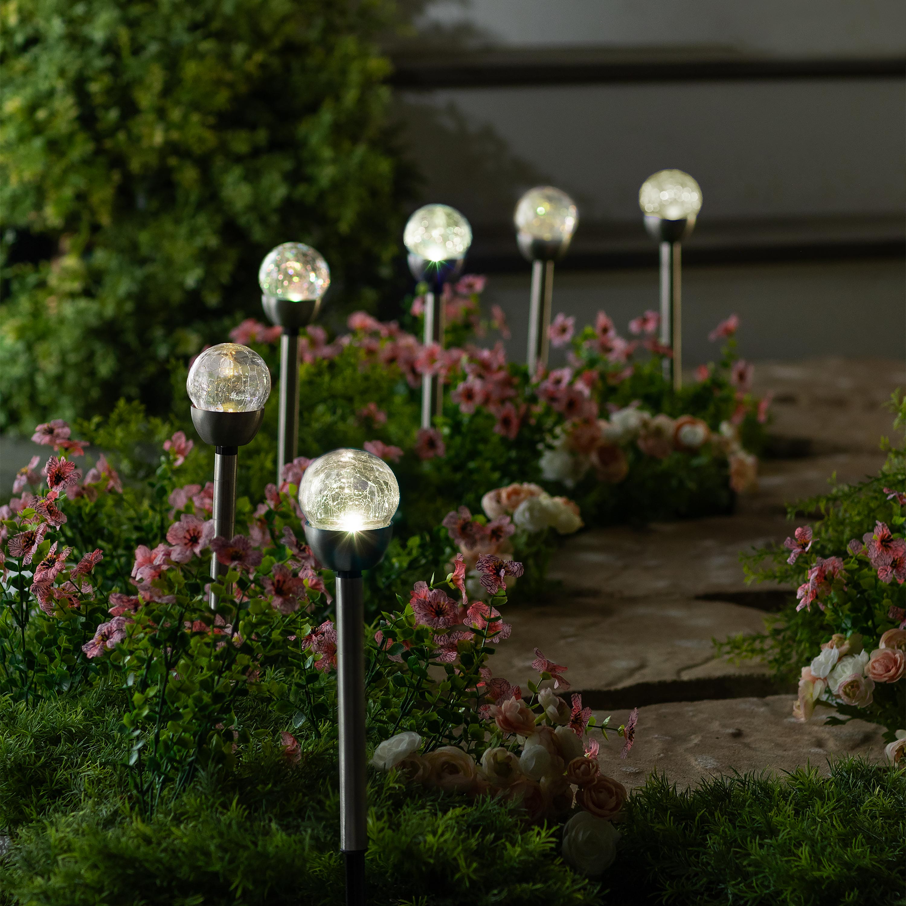 Stainless Steel Solar Path Lights, Set of 6
