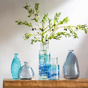 Hand-Blown Recycled Coastal Vase, Short