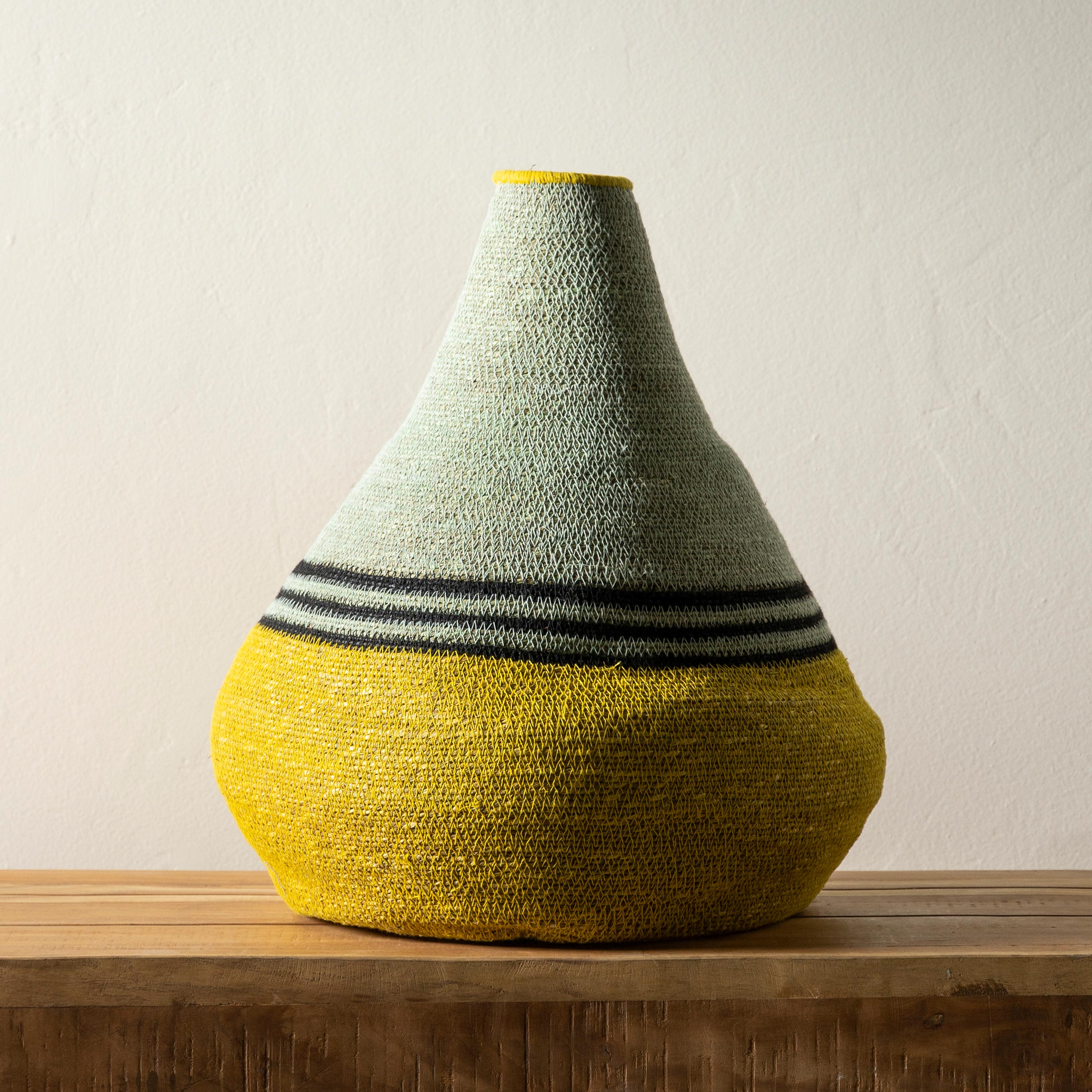 Color-Blocked Seagrass Vase, Mustard