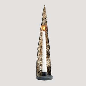 Mirrored Glass Tree-Shaped Candleholder Collection