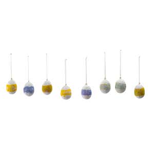 Fiber Mache Egg-shaped Ornaments, Set of 8