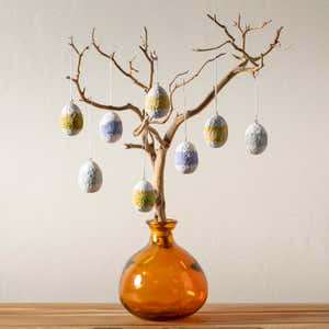 Fiber Mache Egg-shaped Ornaments, Set of 8