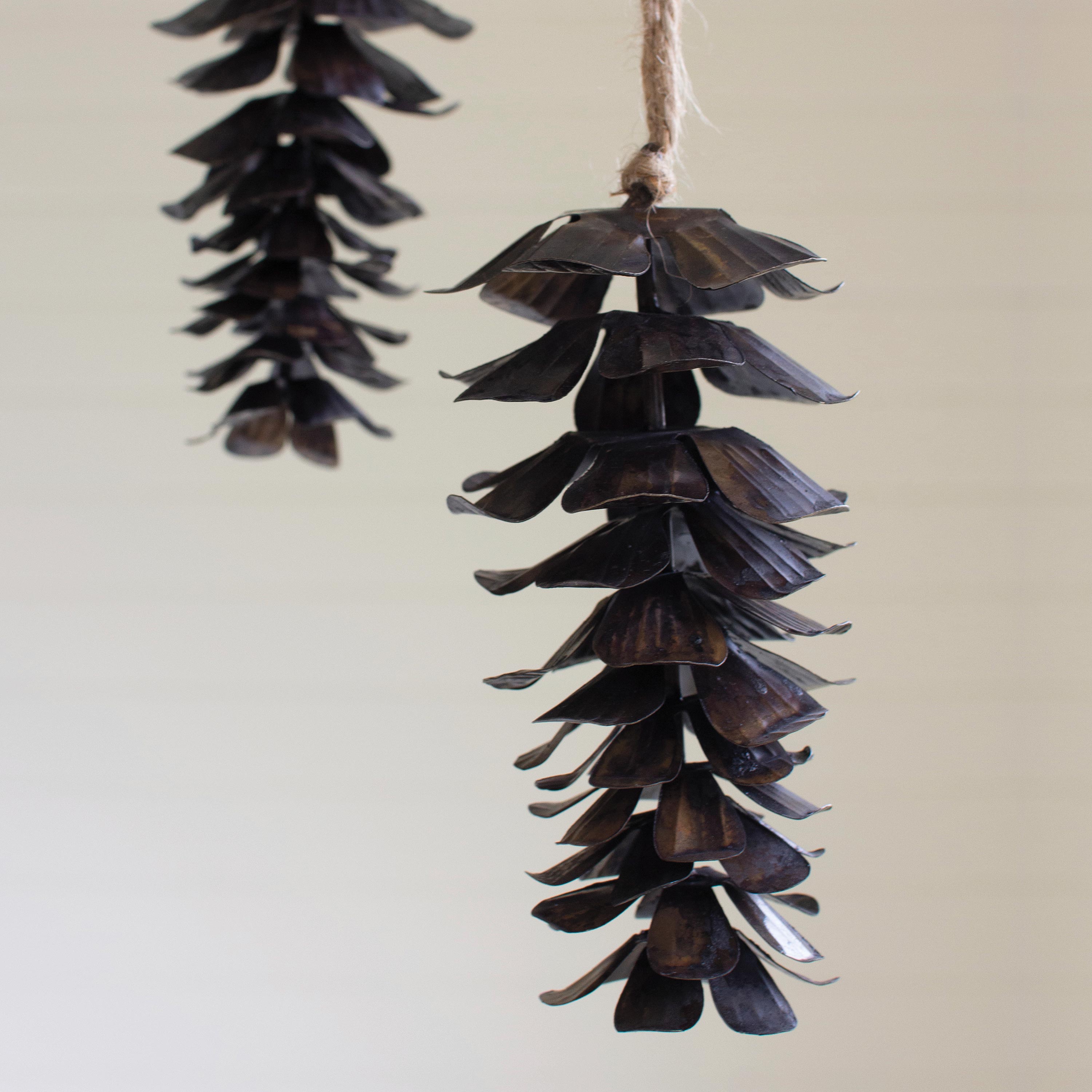 Metal Pinecone Ornaments, Set of 4 swatch image