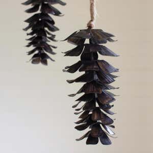 Metal Pinecone Ornaments, Set of 4
