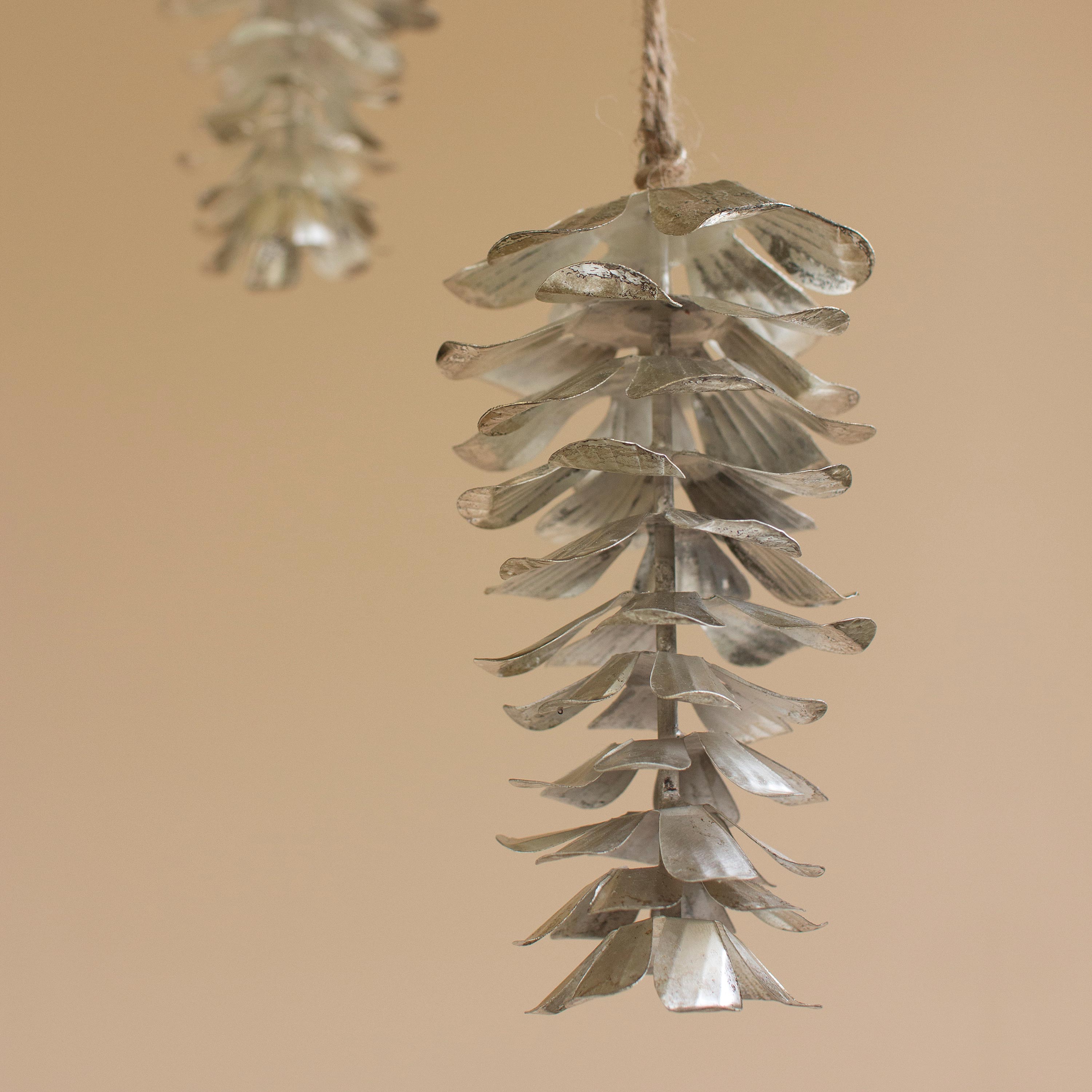 Metal Pinecone Ornaments, Set of 4 swatch image