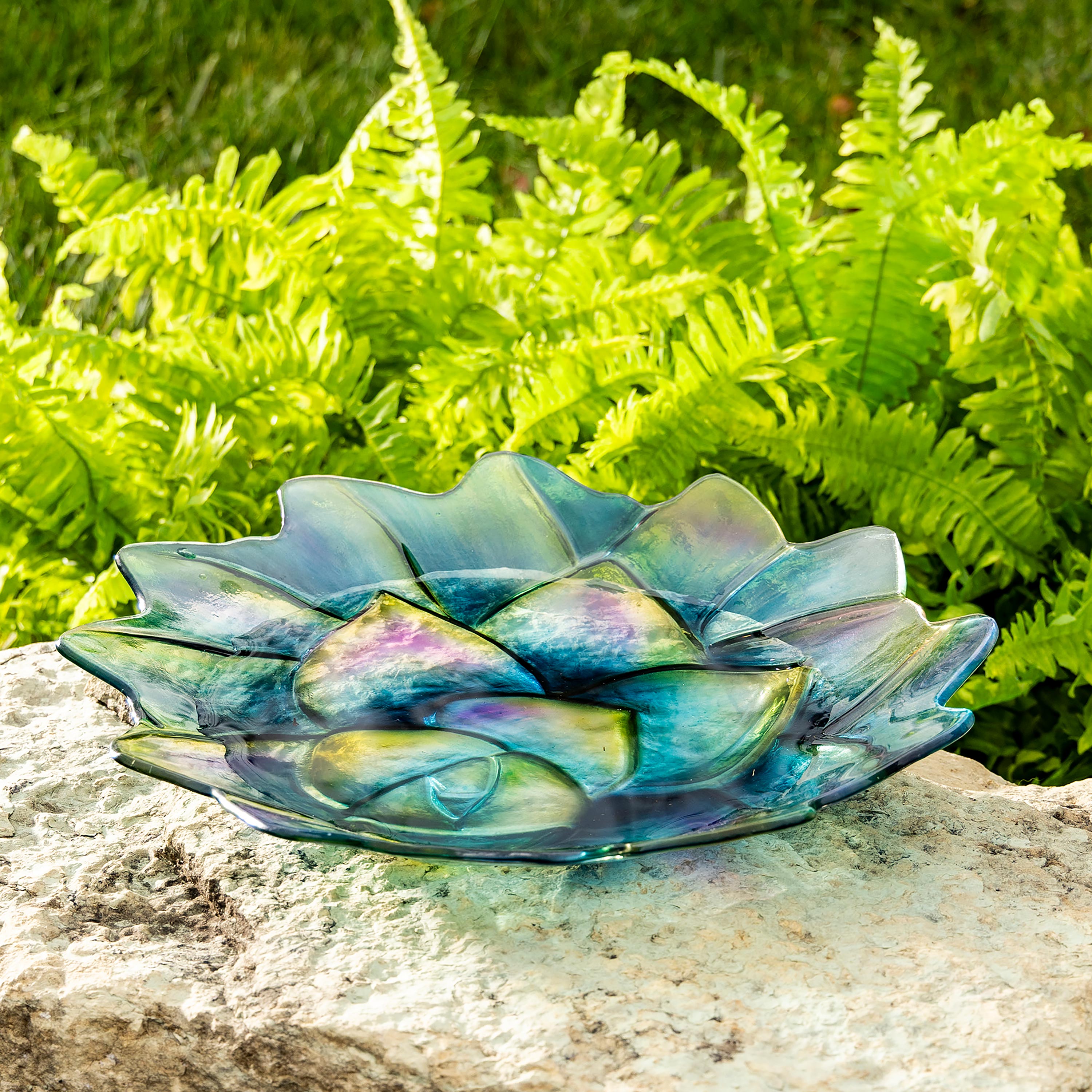 Succulent-Shaped Glass Bird Bath