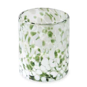 Green and White Recycled Tumbler Glassware, Set of 4
