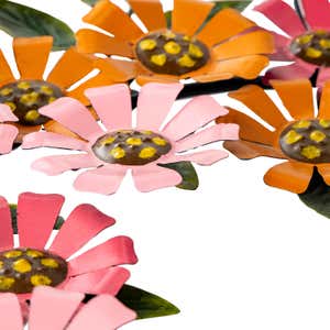 Handcrafted Pink and Orange Zinnias Metal Wreath