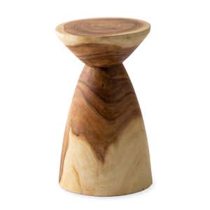 Suar Wood Hourglass Side Table