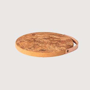 Cork Trivet with Leather Handle, 10"Dia.