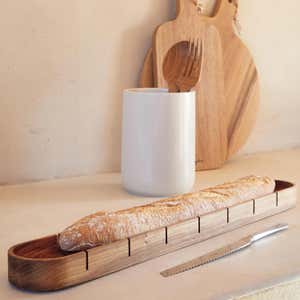 Oak Baguette Bread Board and Knife