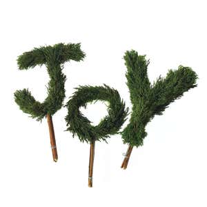 Dried Cypress "Joy" Letter Stakes