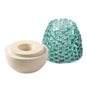 Glass and Sandstone Tealight Holders, Set of 3