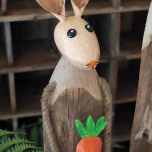 Painted Metal and Wood Easter Rabbits, Set of 2