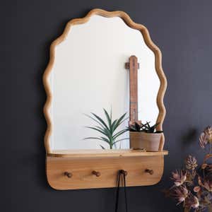 Arched Squiggle Wood Framed Mirror