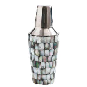 Abalon Stainless Steel and Mother of Pearl Cocktail Shaker