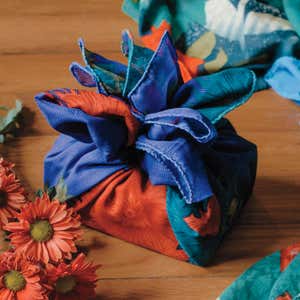 Furoshiki-Style Sari Fabric Gift Wrap, Set of 6