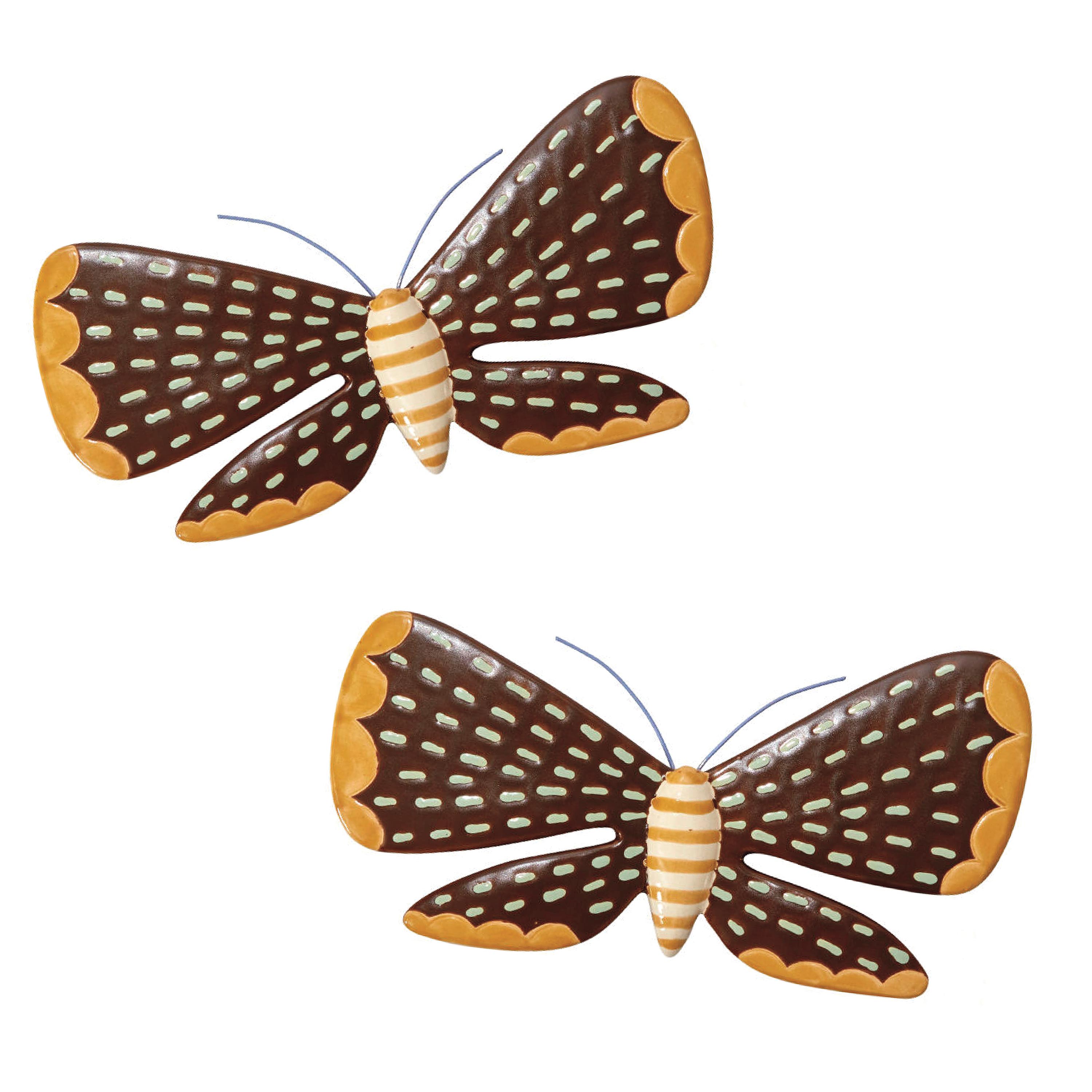 Large-Scale Ceramic Sculpted Moth Wall Art, Set of 2 swatch image