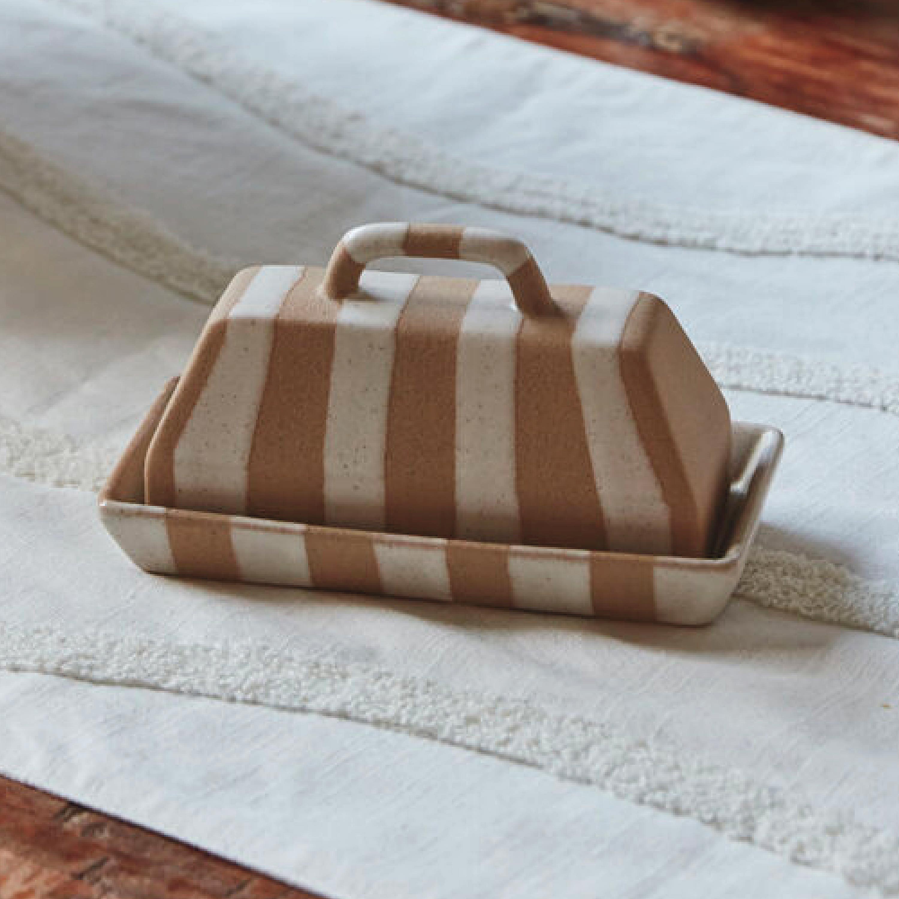 Botera Striped Ceramic Butter Dish