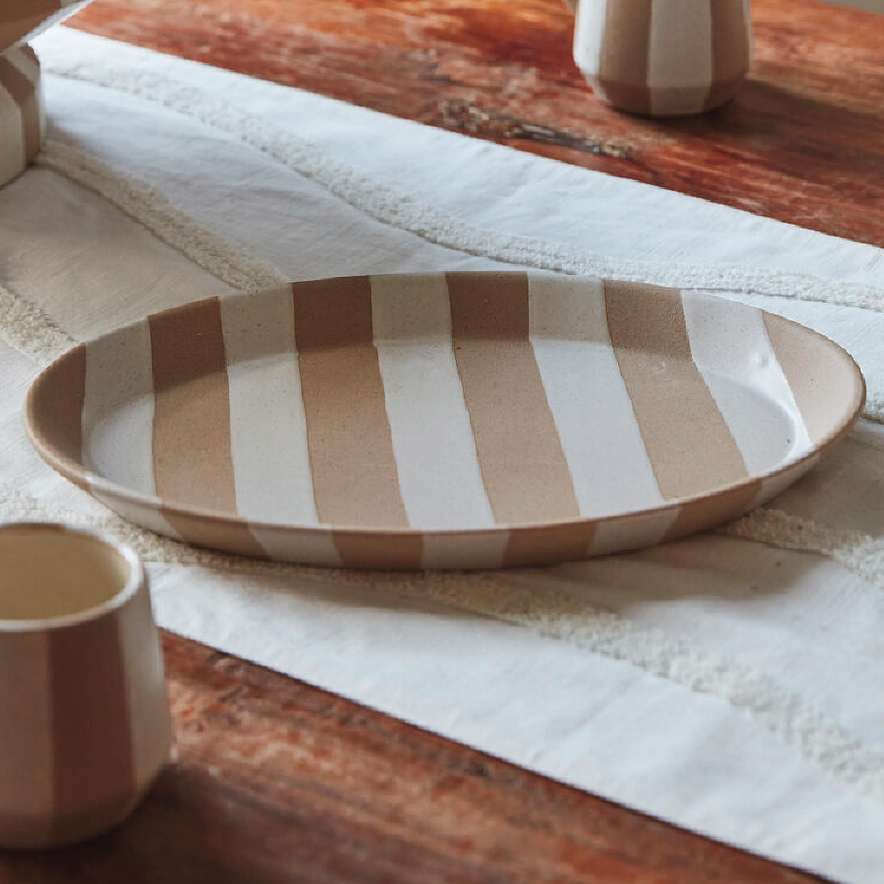 Botera Striped Ceramic Platter, 14"L