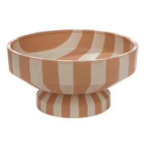 Large Botera Ceramic Striped Footed Bowl