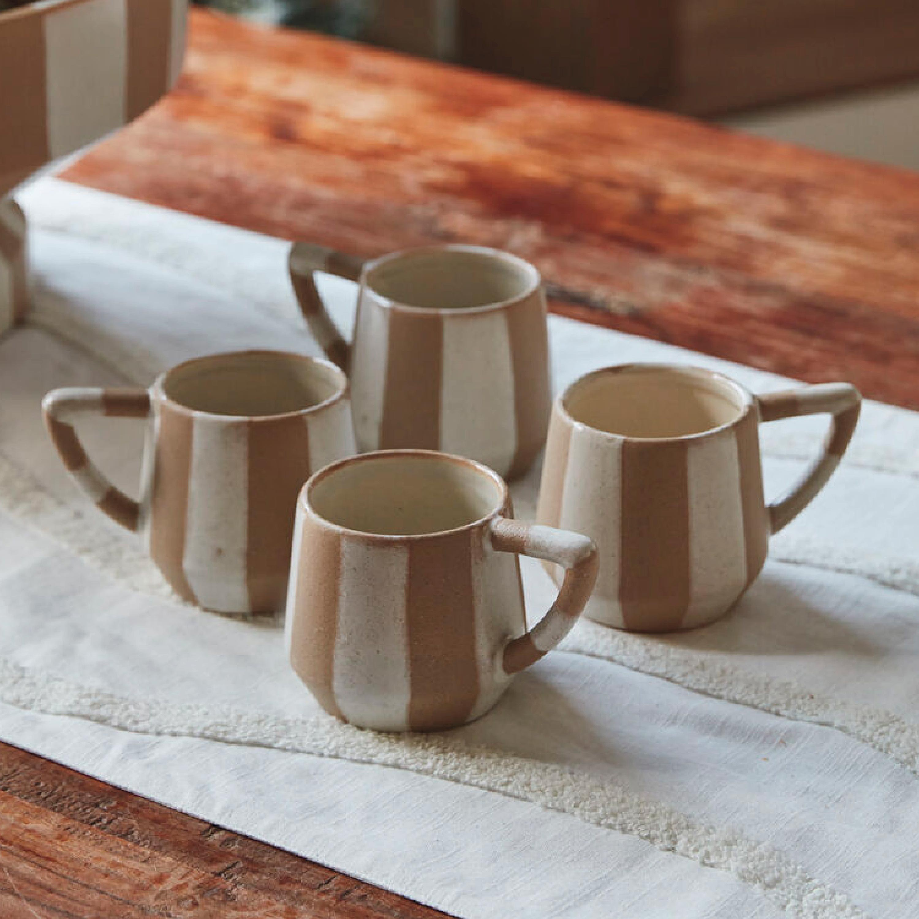 Botera Ceramic Striped Mug, Set of 4