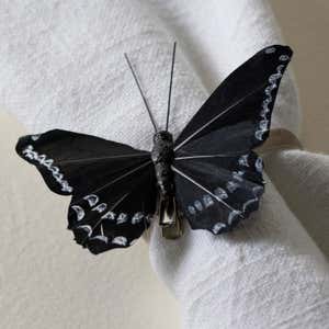 Black Feather Butterflies, Set of 8