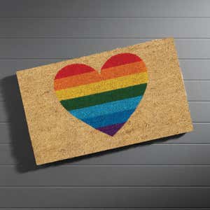Rainbow Heart Coir Doormat