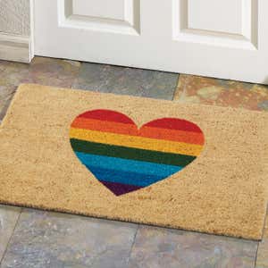 Rainbow Heart Coir Doormat