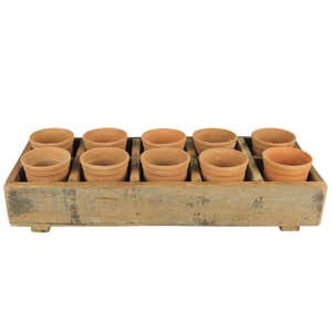 Rustic Wood Caddy with 10 Cups