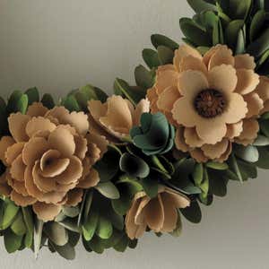 Cream Artisanal Wood Shaving Wreath, 18"