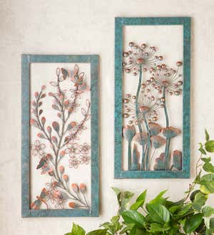 Handcrafted Metal Wall Art with Copper Patina-Like Finish, Set of 2