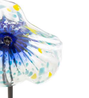 6"Dia. Handcrafted Blown Glass Flower With Metal Garden Stake