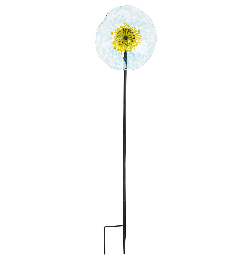 8"Dia. Handcrafted Blown Glass Flower With Metal Garden Stake swatch image