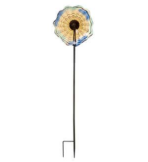 10"Dia. Handcrafted Blown Glass Flower With Metal Garden Stake