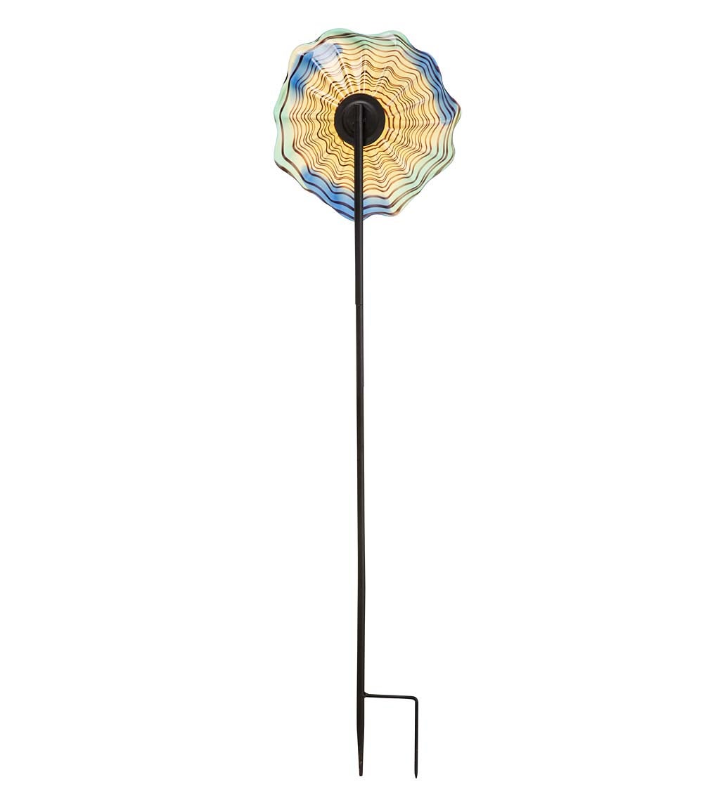 10"Dia. Handcrafted Blown Glass Flower With Metal Garden Stake swatch image