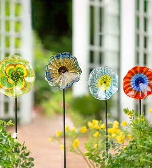 Handcrafted Blown Glass Flower Garden Stake