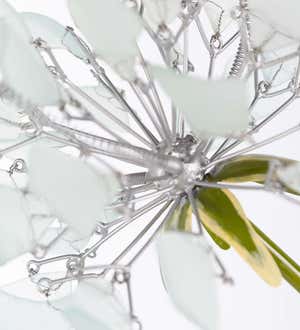 Recycled Sea Glass Dandelion Garden Stake