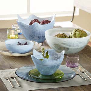 Aurora Recycled Glass Scalloped Bowls, Set of 4