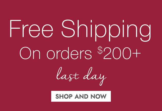 FREE SHIPPING On orders $200+ last day SHOP AND SAVE