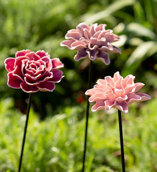 Image of pink garden flower stakes